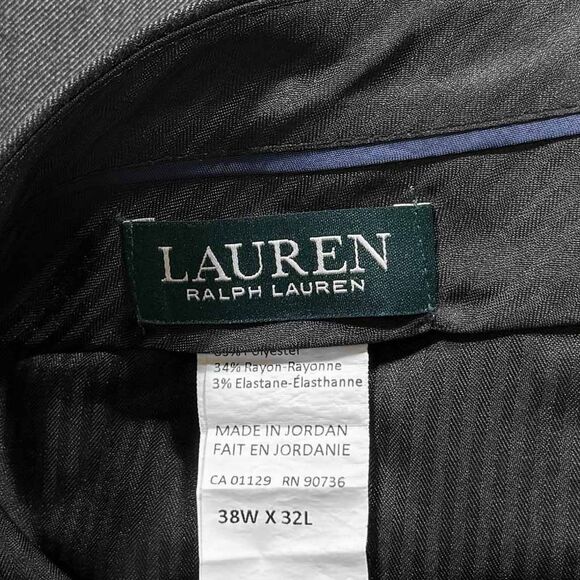 Ralph Lauren Mens Dress Pants 38x32 Gray Stretch Straight Flat Front Trousers - Picture 3 of 8